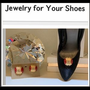 Red/Gold Shoe Jewelry Clips RG2